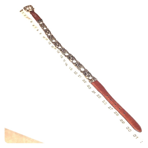 BRIGHTON VTG silver plated brown faux croc belt - Picture 8 of 8